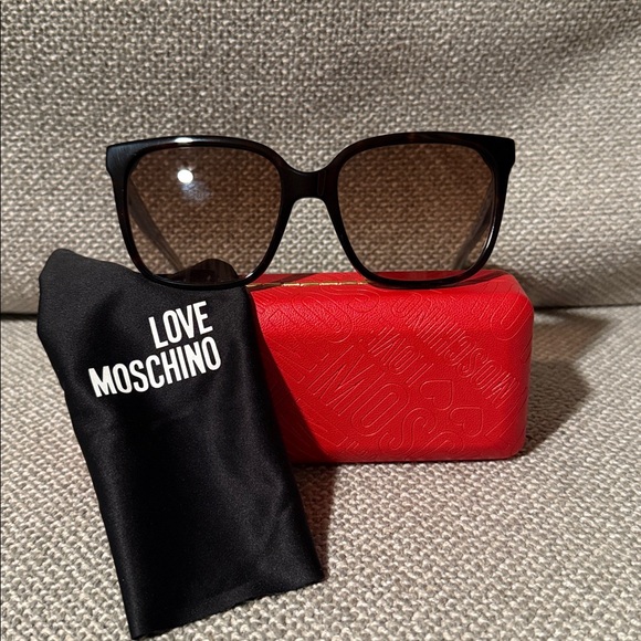 Love Moschino Brown Havana and Blue Sunglasses with Red...
